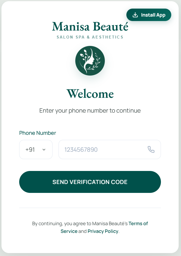 Illustrated preview of a Manisa Beauté app membership screen